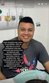 Sérgio Roque está internado há um mês