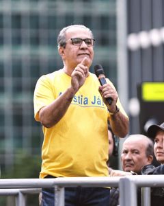 O pastor Silas Malafaia durante manifestação em São Paulo
