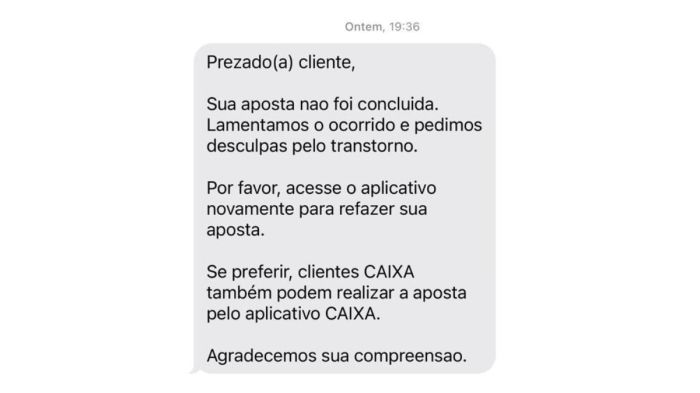 Caixa disparou comunicado perto do horário de encerramento dos jogos