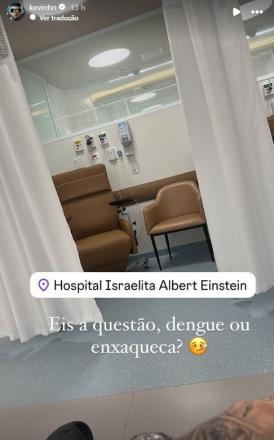 Kevinho compartilhou que está no Hospital