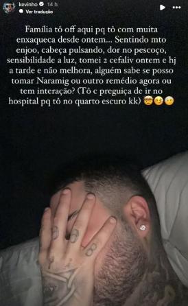 Kevinho compartilhou que está no Hospital