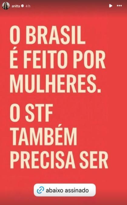 Anitta faz apelo ao presidente Lula