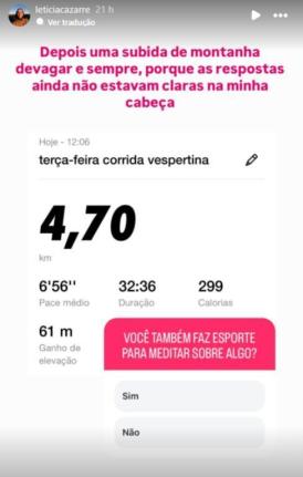 Letícia Cazarré mostra rotina de exercícios físicos para "calibrar o cérebro"
