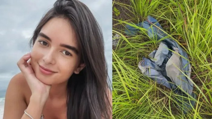 Durante a ação, foi encontrada uma calça jeans feminina suja de barro. Pouco depois, o corpo da vítima foi localizado sob uma árvore.