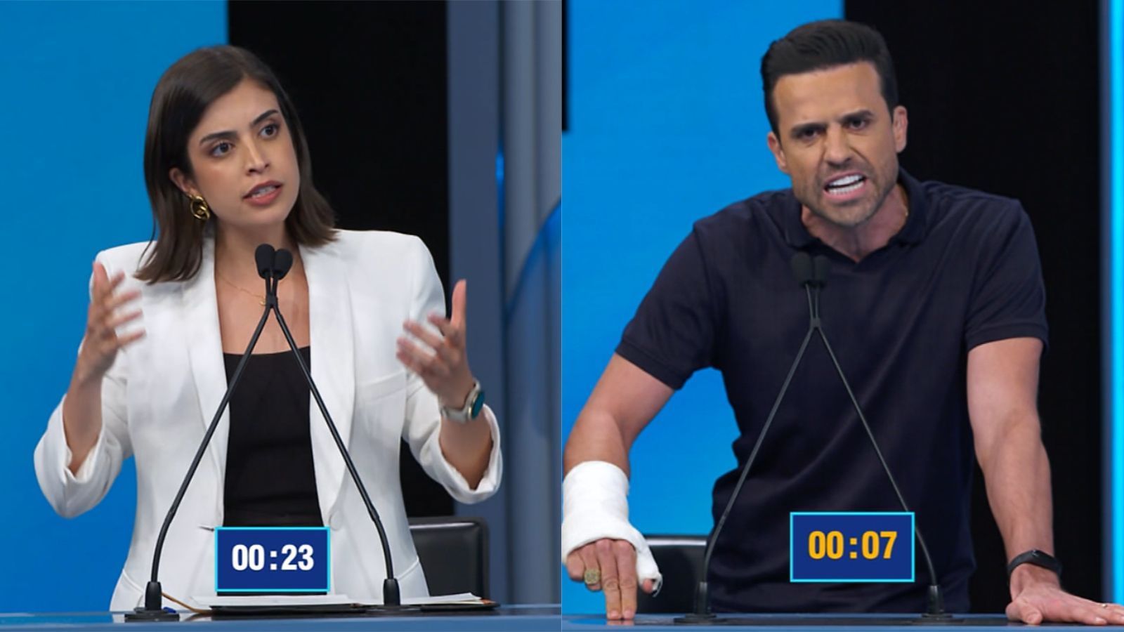 Tabata ironiza uso de gesso por Marçal: 'cenográfico há três semanas'