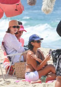 Tais Araujo, Bella Campos e Alice Wegmann gravam 'Vale Tudo' em praia do Rio