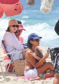 Tais Araujo, Bella Campos e Alice Wegmann gravam 'Vale Tudo' em praia do Rio