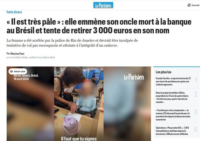 Já na França, o Le Parisien explica sobre o caso e analisa sobre o tempo em que Érika pode ficar, presa.