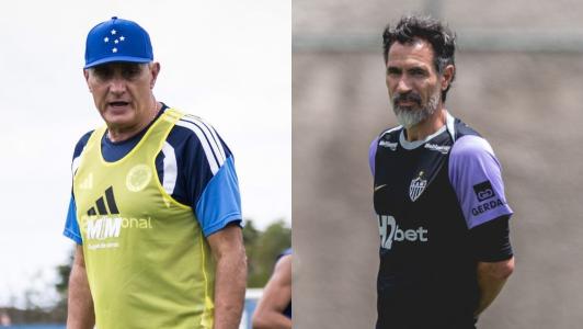 Tite e Eduardo Domínguez, técnicos de Cruzeiro e Atlético