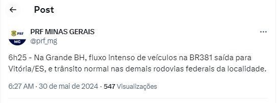 Na Grande BH, fluxo intenso de veículos na BR-381 saída para Vitória. Na Grande BH, fluxo intenso de veículos na BR-381 saída para Vitória.