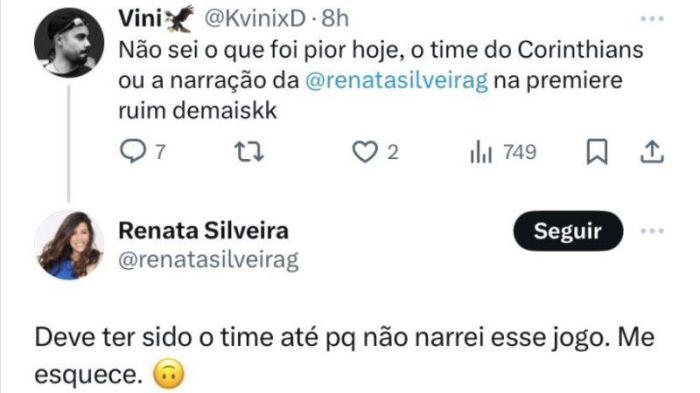 Resposta de Renata Silveira nesta semana no X viralizou
