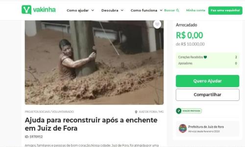 Prefeitura denuncia golpe usando falsa vaquinha on-line para vítimas da chuva em Juiz de Fora