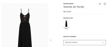 Produtos no site da Armani Brasil