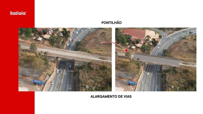 Foto mostra futuras alterações em pontilhão em Nova Lima