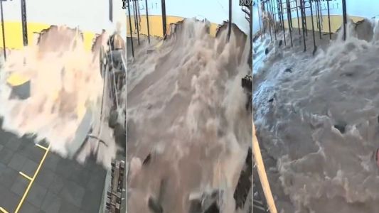 Vídeo flagra momento em que enxurrada rompe parede e invade academia durante temporal em SP