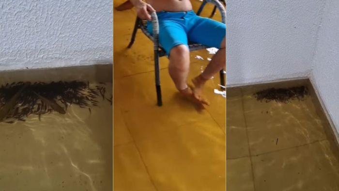 Água chegou a invadir diversas casas no Mato Grosso, após fortes chuvas. Água chegou a invadir diversas casas no Mato Grosso, após fortes chuvas.