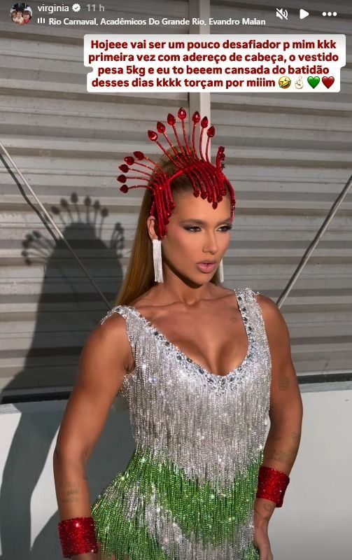 Virginia Fonseca usou vestido de 5kg e adereço na cabeça para terceiro ensaio 