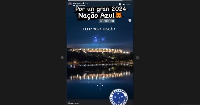 Nicolás Larcamón publicou mensagem aos cruzeirenses em seu Instagram