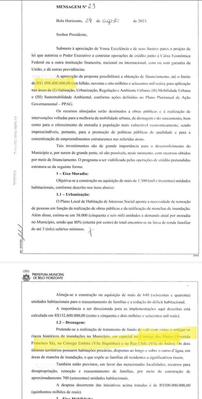 Mensagem encaminhada pelo prefeito Fuad Noman em agosto de 2023