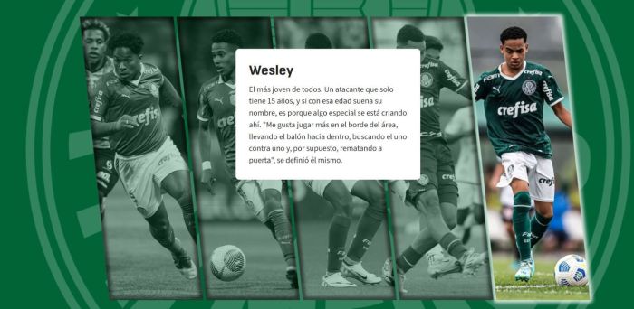 Trecho da reportagem destaca jogadores revelados pelo Palmeiras