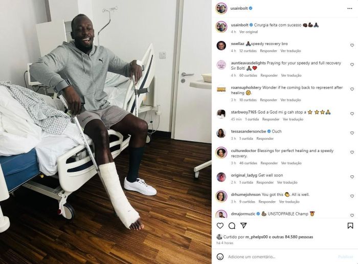 Usain Bolt compartilhou resultado de sua cirurgia no Instagram