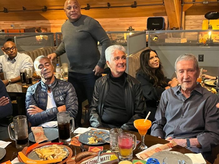 Romário, Bebeto e Carlos Alberto Parreira na comemoração dos 30 anos do Tetra