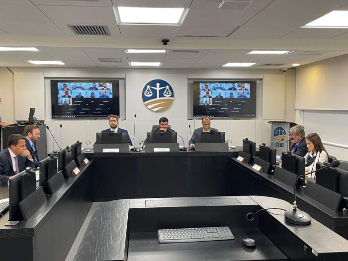 Sessão de Julgamento da 1ª Comissão Disciplinar do STJD, no Rio de Janeiro, nesta segunda-feira (5)
