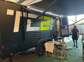 Motorhomes na área interna do Mineirão