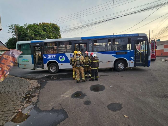 Criminosos atearam fogo em ônibus no bairro Morumbi, em Uberlândia, na tarde desse domingo (13)
