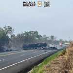 Vídeo: veja momento em que caminhão-tanque é consumido pelas chamas após explodir na BR-135