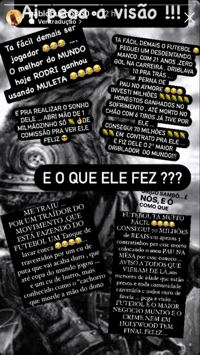 Postagem do ex-empresário de Ferreira, jogador do São Paulo Postagem do ex-empresário de Ferreira, jogador do São Paulo