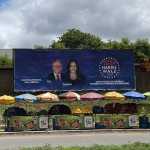 Kamala x Trump: a disputa de outdoors na cidade mineira conhecida como 'Valadólares'