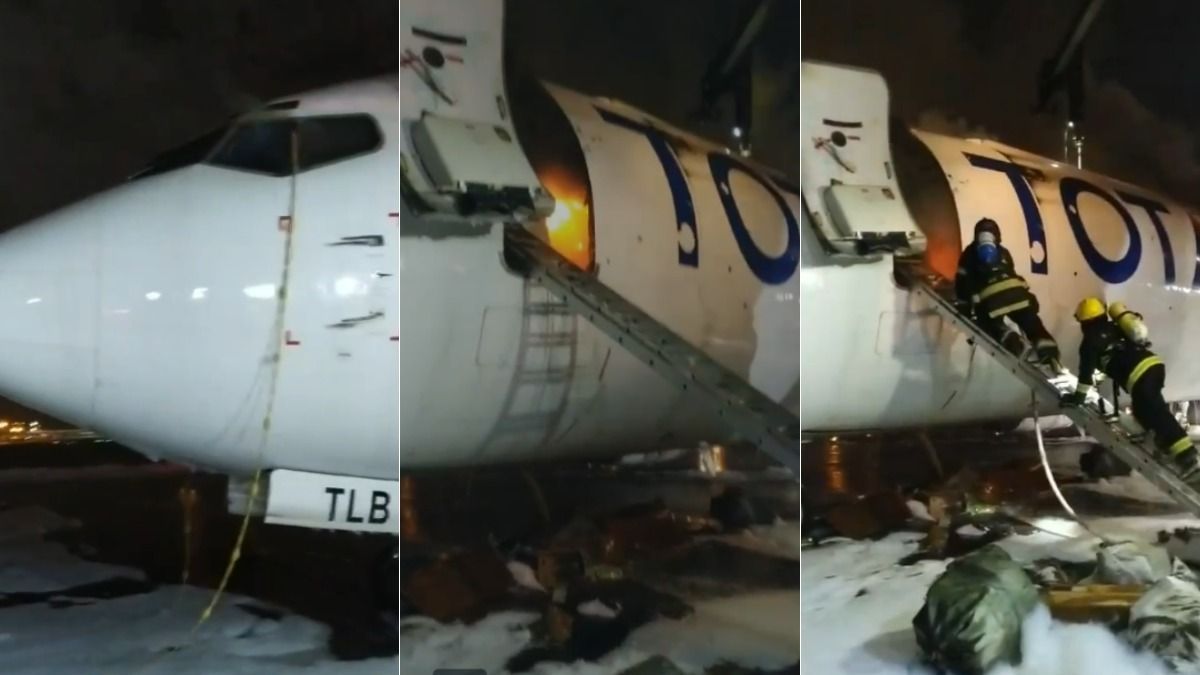 Avião cargueiro pega fogo e precisa fazer pouso de emergência em Guarulhos