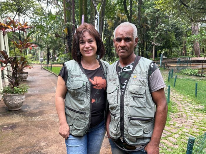 Andreia de Oliveira e Geraldo Tiago, servidores do parque