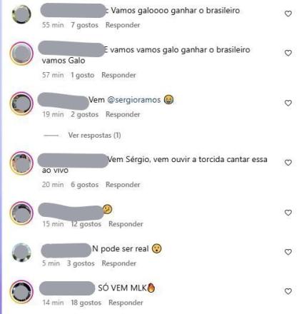 Torcedores do Atlético comentaram em publicação da Mizuno com Sergio Ramos