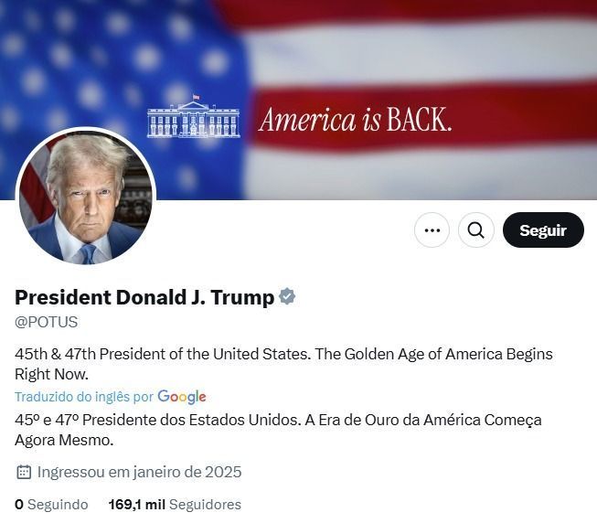 Novo perfil da presidência no X, antigo Twitter