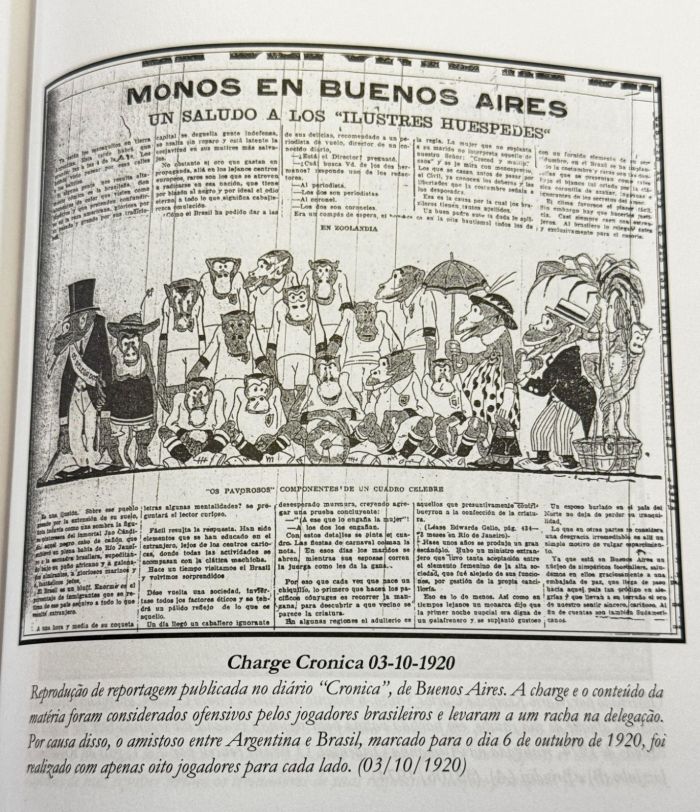 Charge e artigo racistas impediu jogo entre Argentina e Brasil em Buenos Aires, em 1920