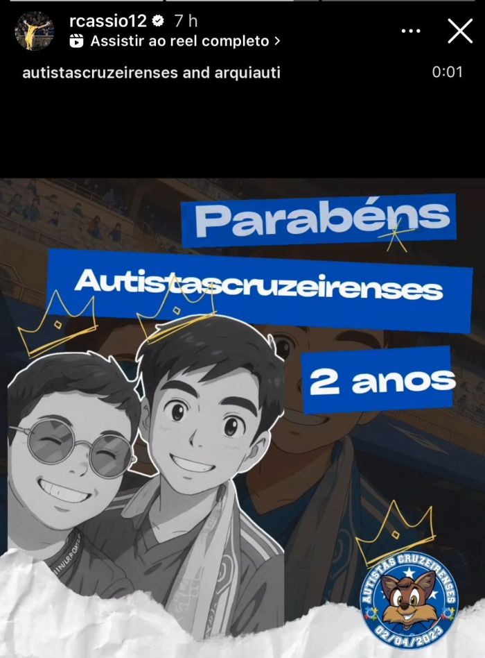 Publicação de Cássio no Dia Mundial de Conscientização do Autismo