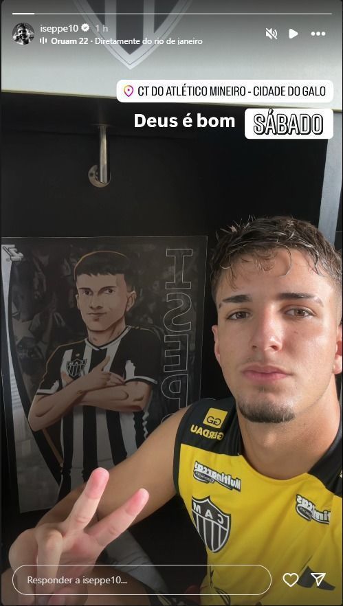 Iseppe, do Atlético, publicou foto após retorno às atividades na Cidade do Galo Iseppe, do Atlético, publicou foto após retorno às atividades na Cidade do Galo