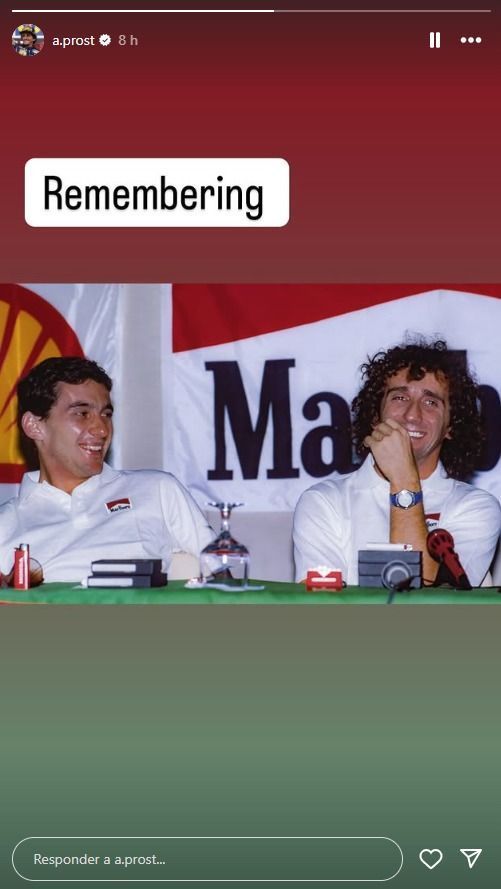 Prost homenageia Senna em aniversário de falecimento do brasileiro