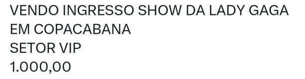 Cambistas vendem 'Ingressos VIP' de show de Lady Gaga em Copacabana