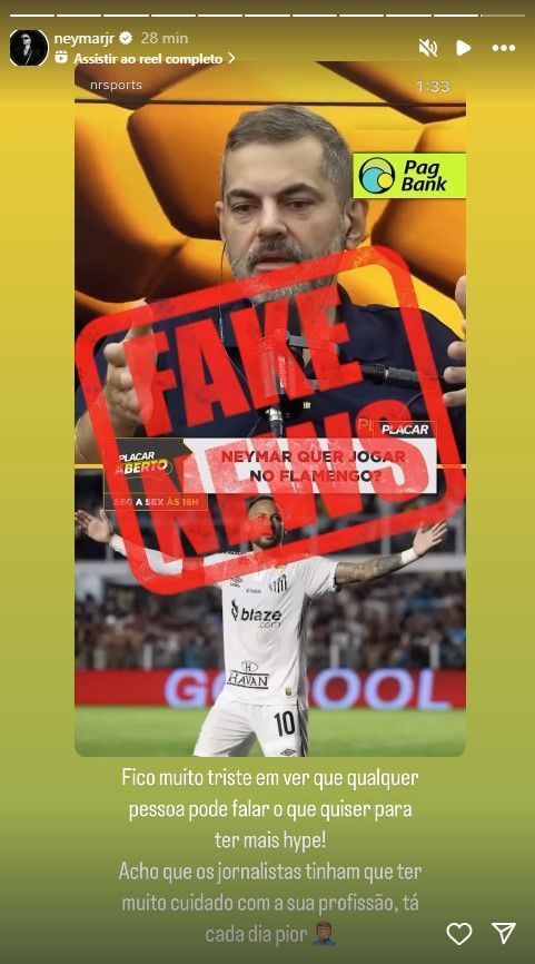 Neymar rebate jornalista após notícia de interesse de jogar no Flamengo Neymar rebate jornalista após notícia de interesse de jogar no Flamengo