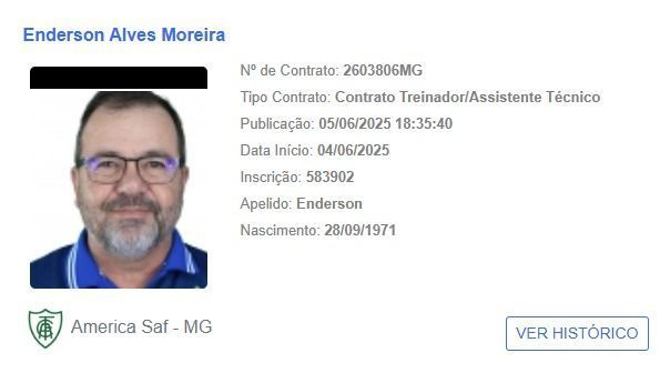 Publicação do contrato de Enderson Moreira no BID Publicação do contrato de Enderson Moreira no BID