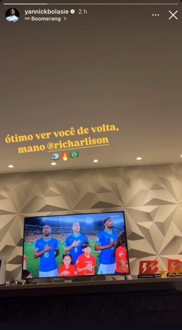 Publicação de Bolasie, do Cruzeiro, em apoio a Richarlison na Seleção Brasileira Publicação de Bolasie, do Cruzeiro, em apoio a Richarlison na Seleção Brasileira