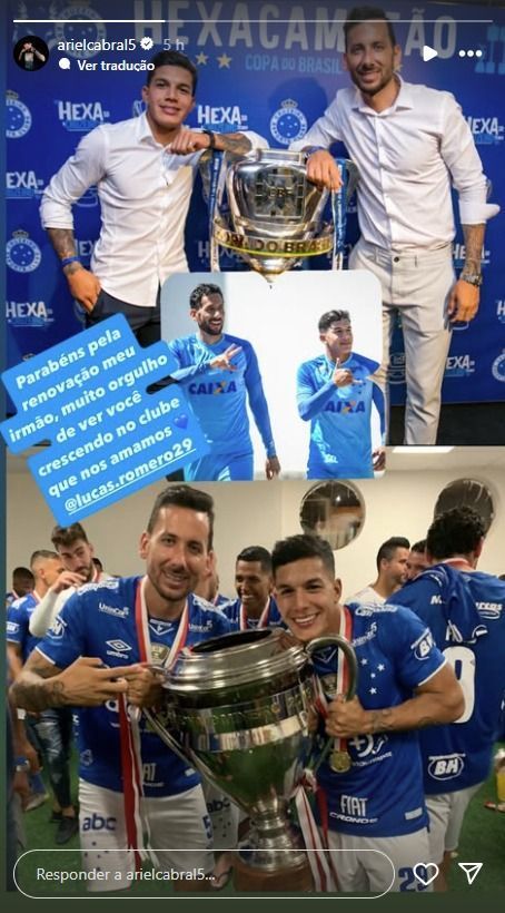 Ariel Cabral parabenizou Lucas Romero por novo contrato com o Cruzeiro