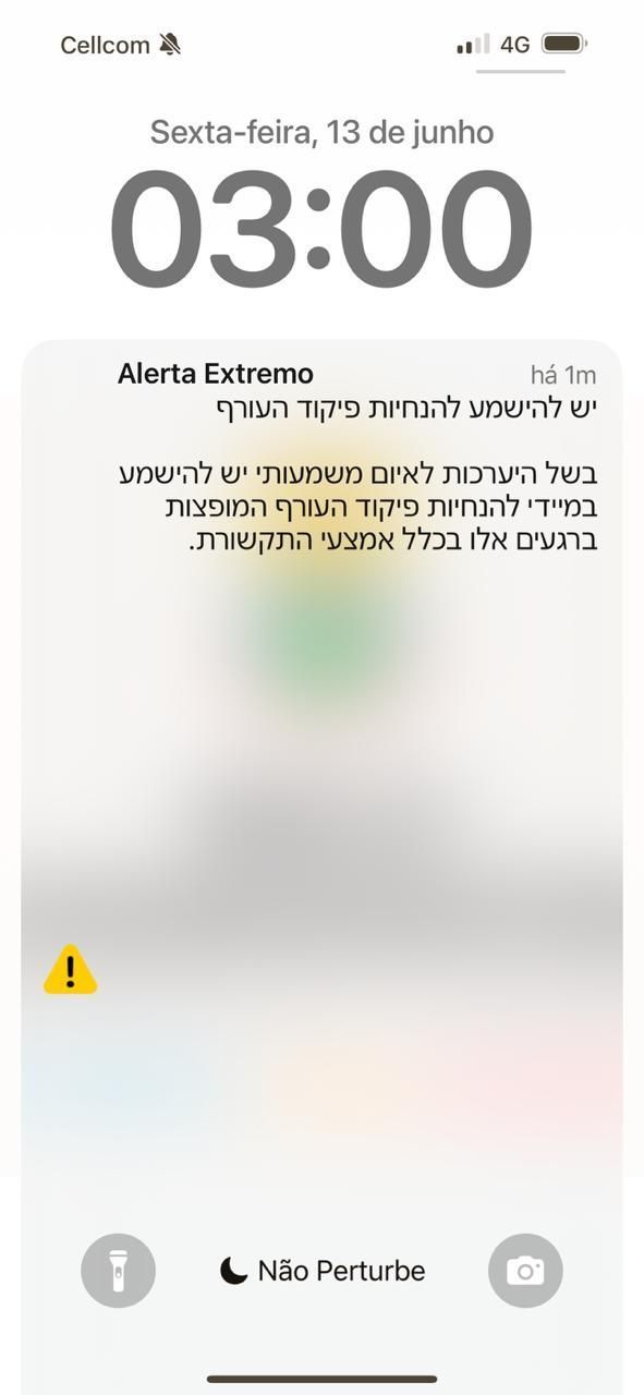 Alerta que chegou ao celular de Damião