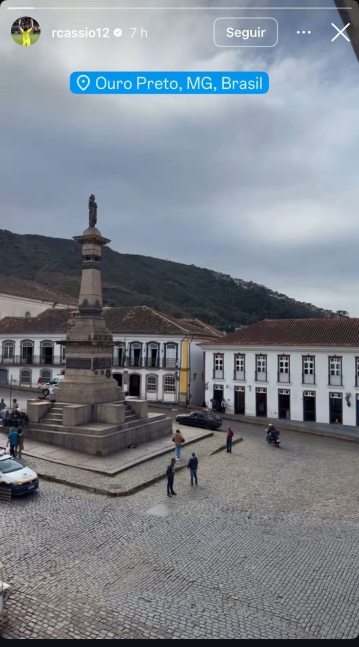 Em seu story no Instagram, Cássio registrou visita a Ouro Preto