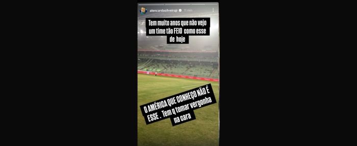 Desabafo de Alencar nas redes sociais