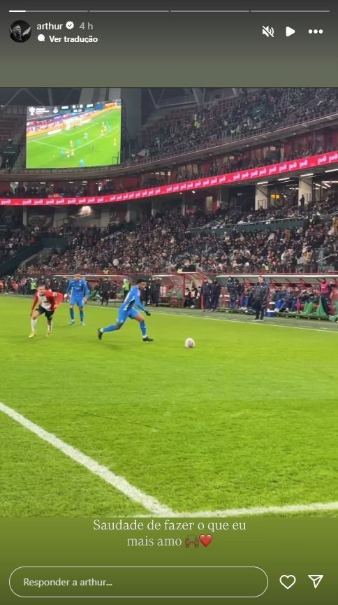 Arthur Gomes por meio de seu story no Instagram