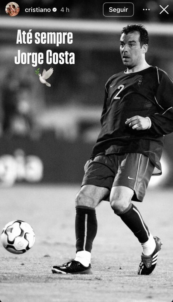 Nas redes sociais, Cristiano Ronaldo lamenta morte de Jorge Costa 